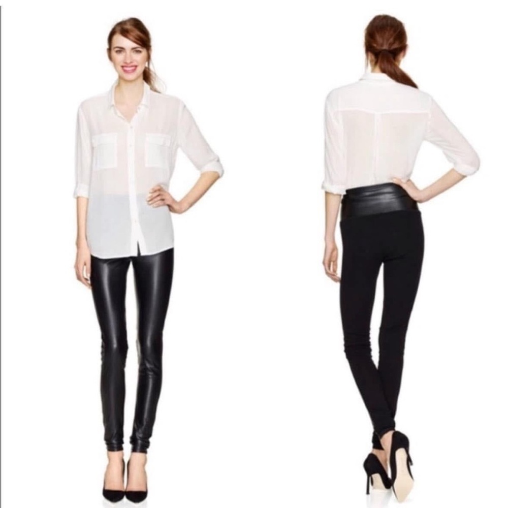 ARITZIA - WILFRED FREE - Bi-Fabric Faux leather front leggings. Small. 33" long